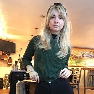 American Apparel Cropped Fisherman Sweater in Forest Green